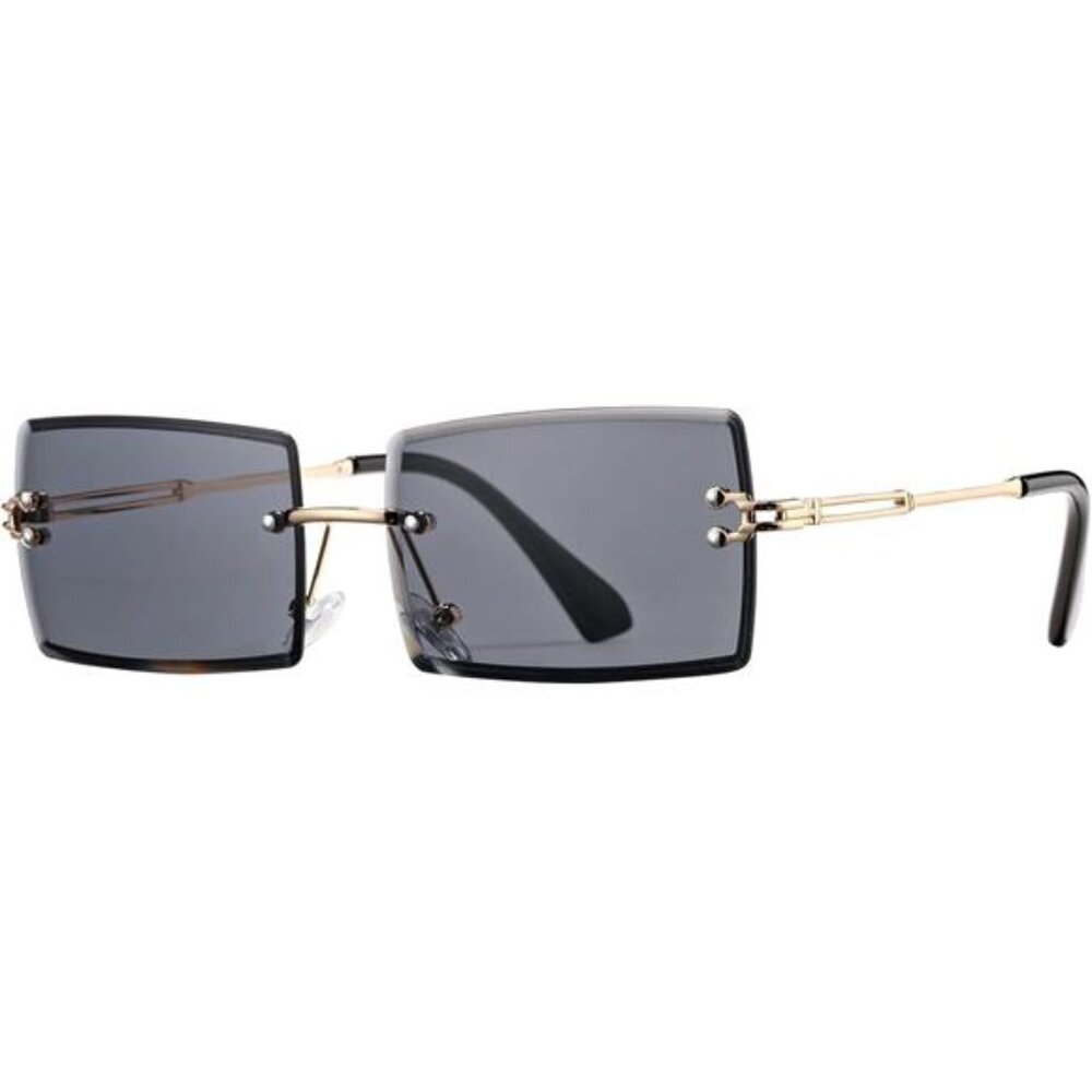 Rectangle Sunglasses Small Rimless Square Shade E… - image 3